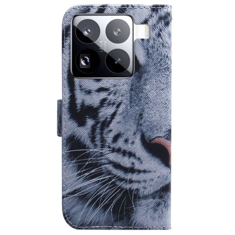 Lederhüllen Xiaomi 15 Pro Weißer Tiger