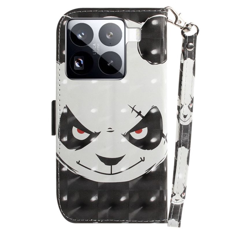 Lederhüllen Xiaomi 15 Pro Wütender Panda-armband