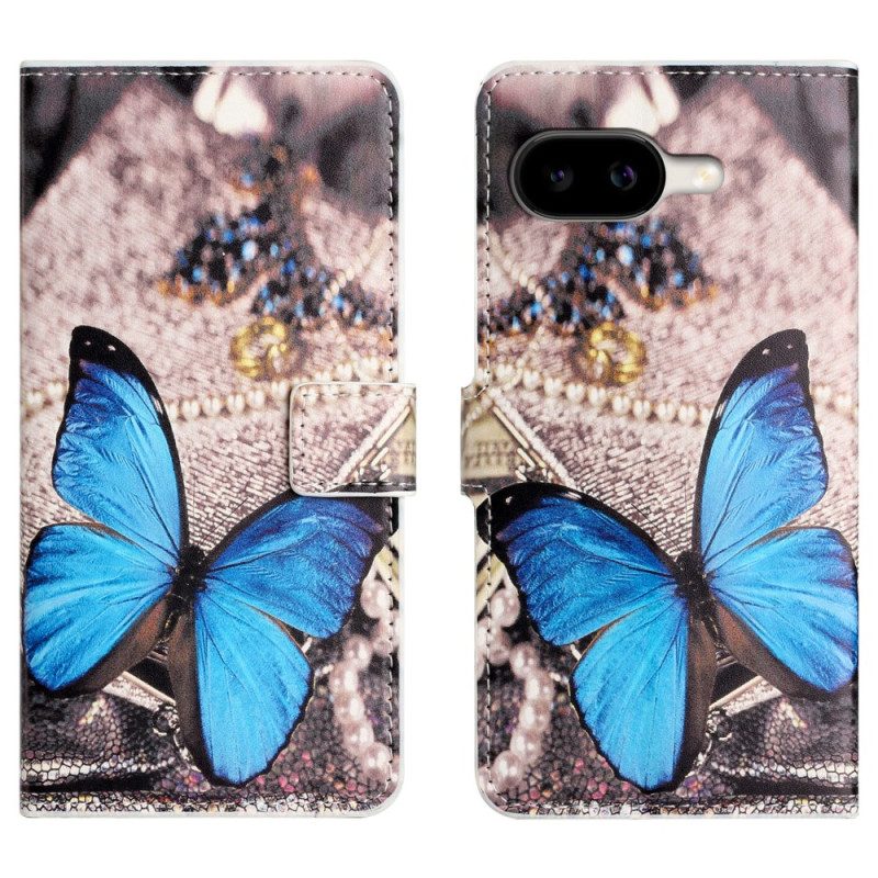 Lederhüllen Google Pixel 10a Blauer Schmetterling