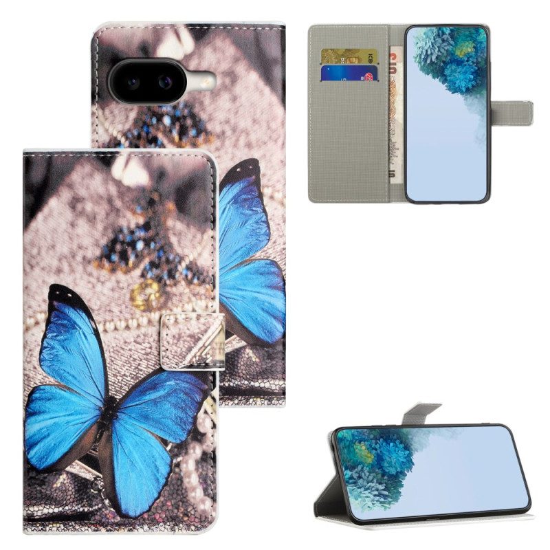 Lederhüllen Google Pixel 10a Blauer Schmetterling