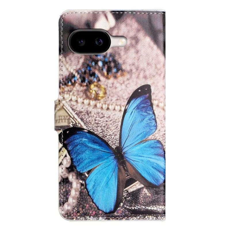Lederhüllen Google Pixel 10a Blauer Schmetterling