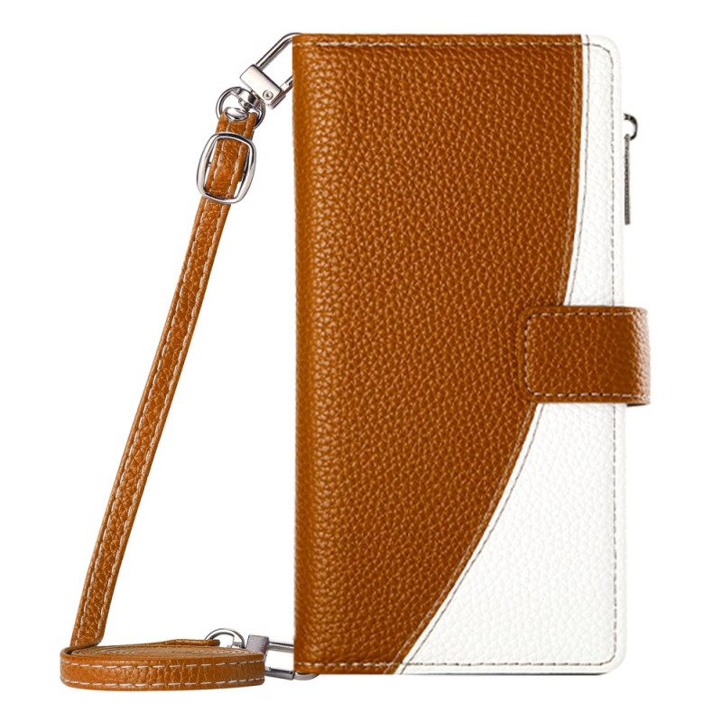 Lederhüllen Google Pixel 10a Handyhülle Zweifarbige Geldbörse Mit Riemen