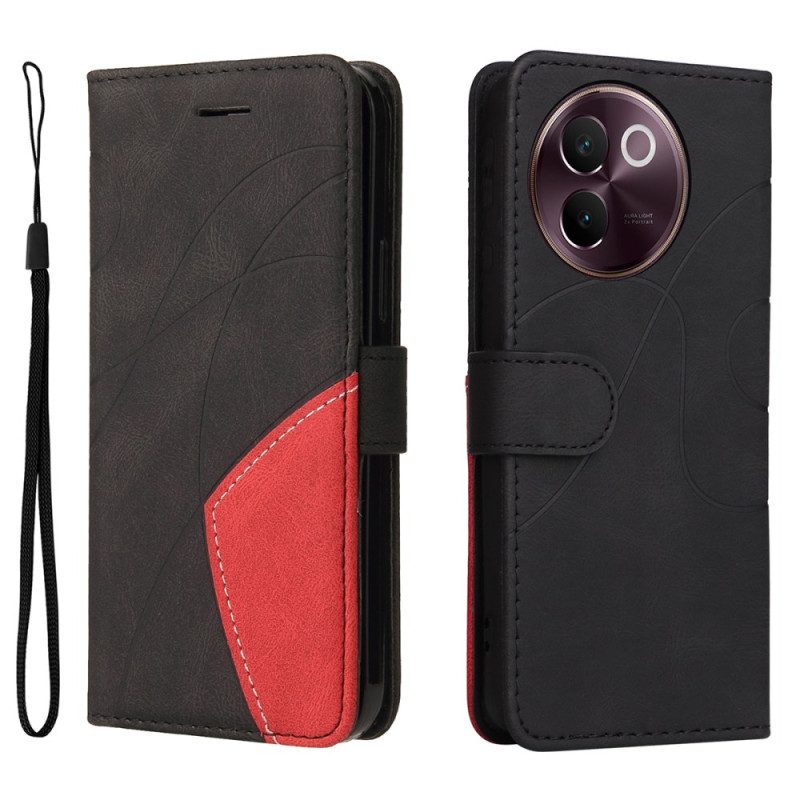 Lederhüllen Für Vivo V40 Lite 5g Zweifarbige Wellenstruktur