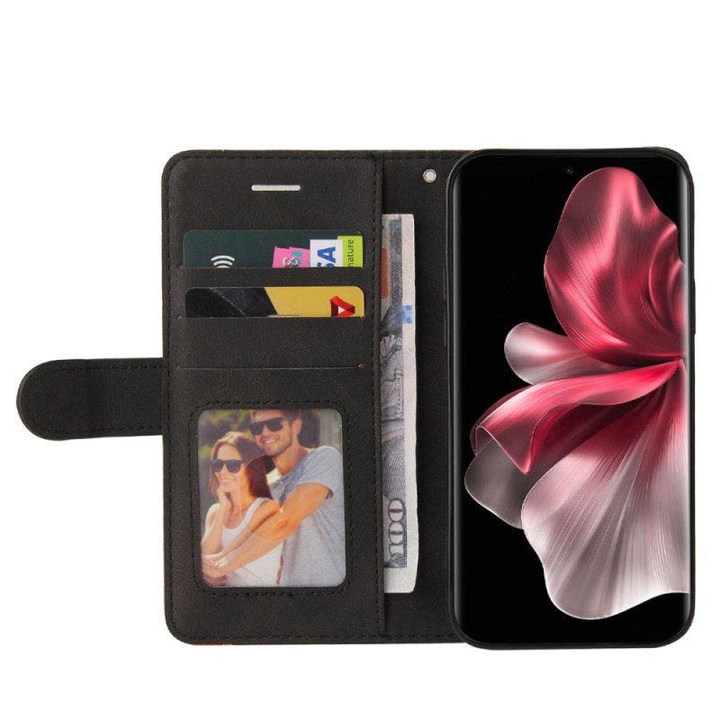 Lederhüllen Für Vivo V40 Lite 5g Zweifarbige Wellenstruktur