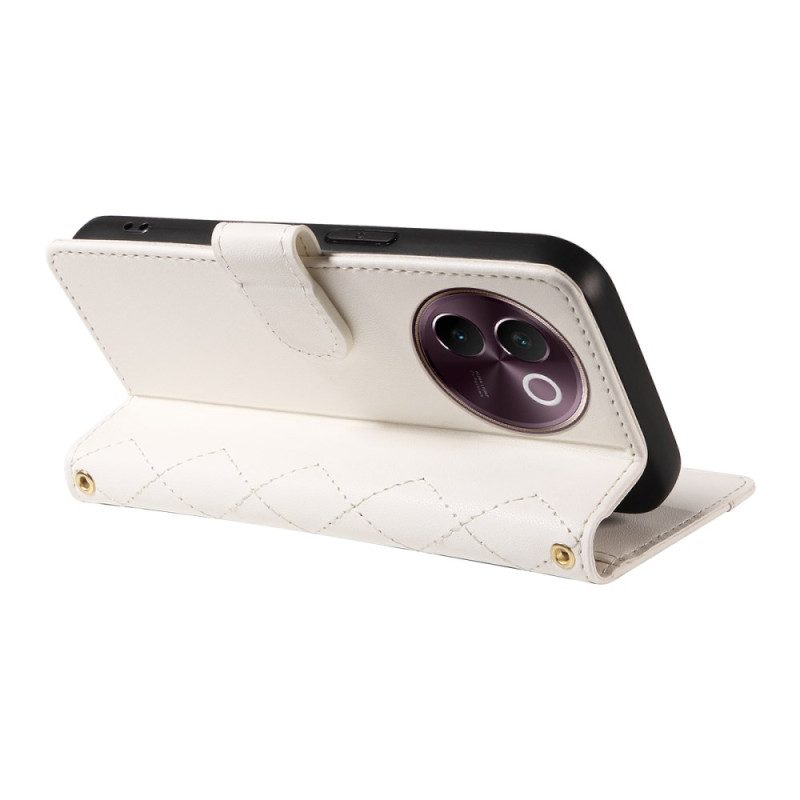 Lederhüllen Vivo V40 Lite 5g Handyhülle Gesteppt Mit Riemen