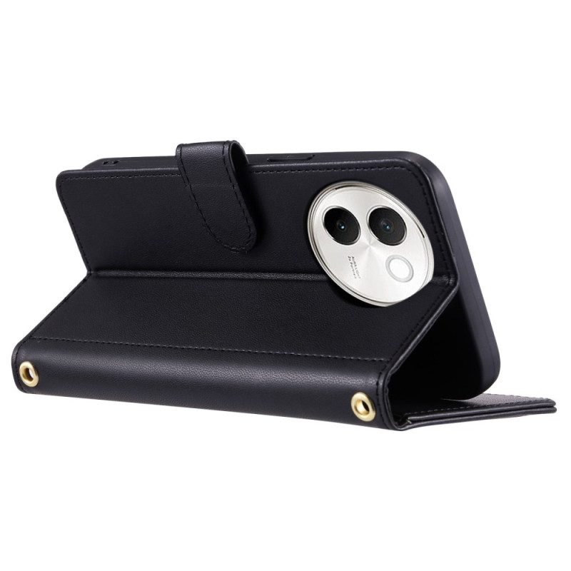 Lederhüllen Vivo V40 Lite 5g Handyhülle Gesteppt Mit Tragegurt Und Schultergurt