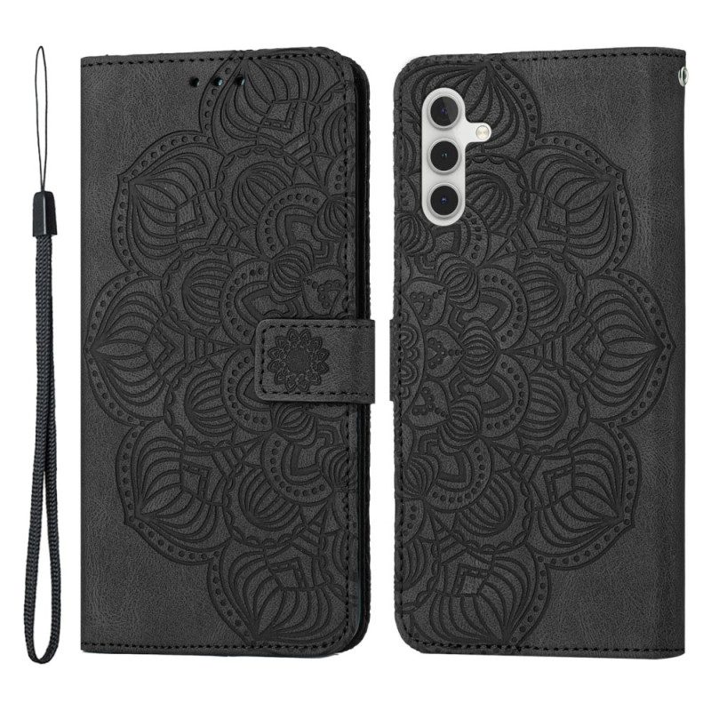 Flip Case Für Samsung Galaxy A34 5G Mit Kordel Dezentes Riemchen-mandala