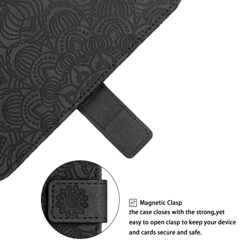 Flip Case Für Samsung Galaxy A34 5G Mit Kordel Dezentes Riemchen-mandala