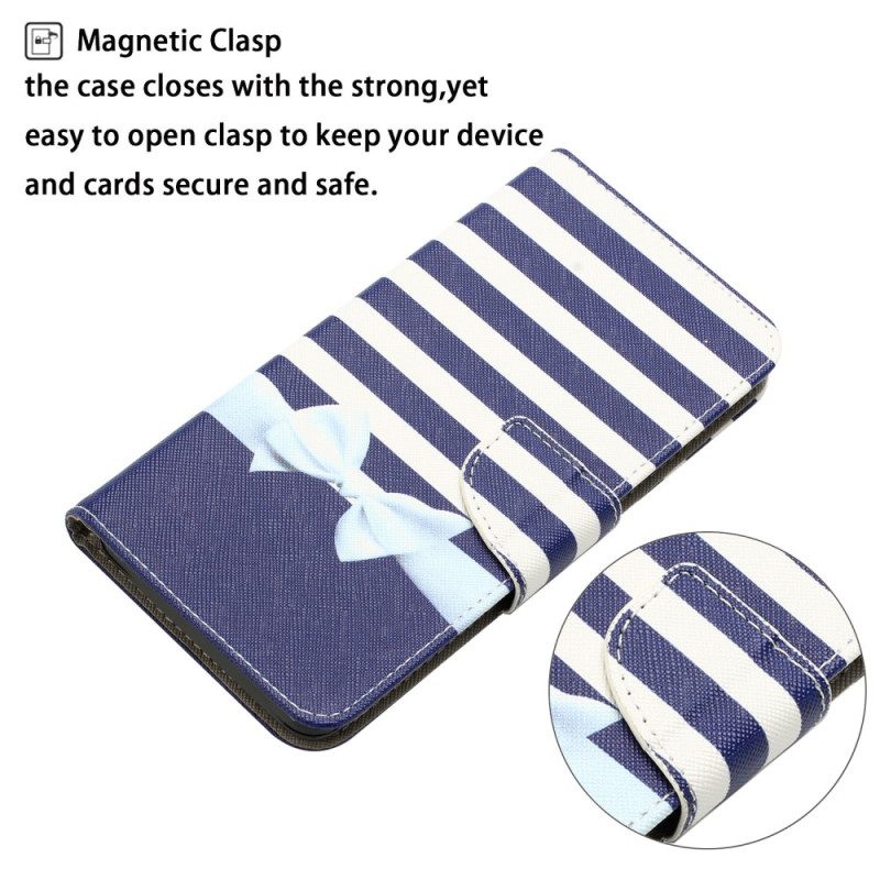 Flip Case Für Samsung Galaxy A34 5G Mit Kordel Marineblaues Armband