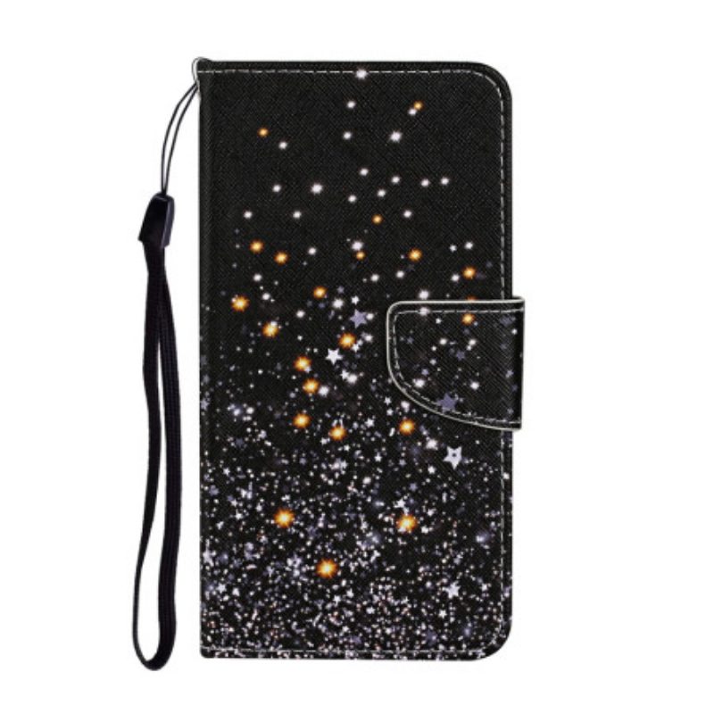 Flip Case Für Samsung Galaxy A34 5G Mit Kordel Schwarzes Riemchen