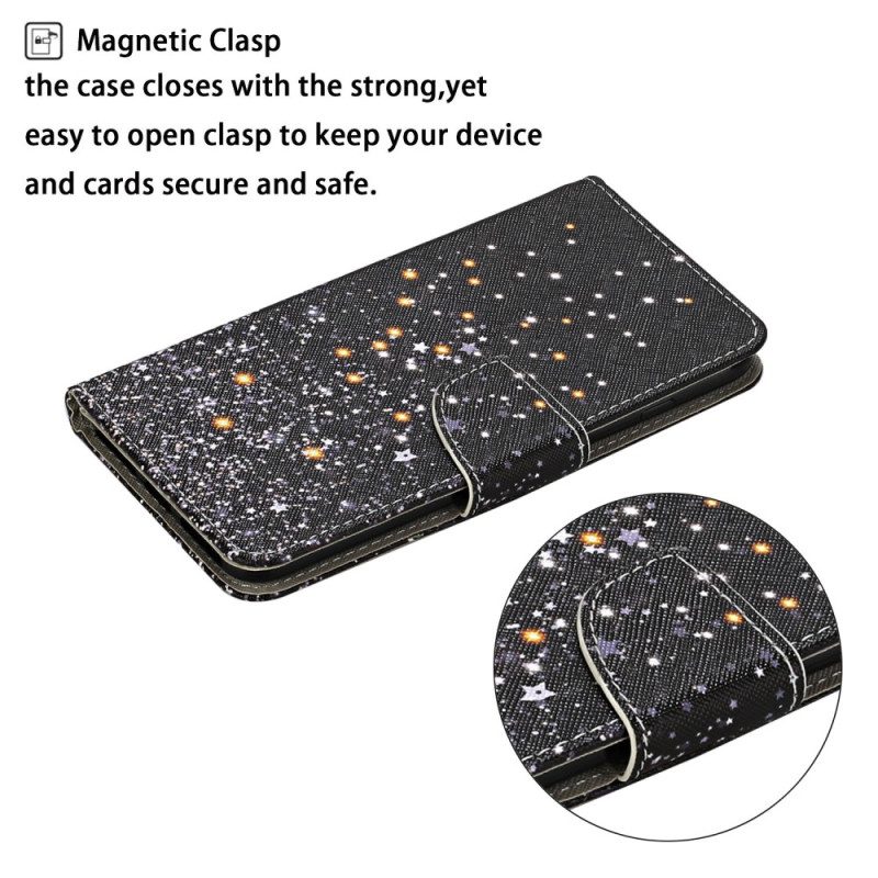 Flip Case Für Samsung Galaxy A34 5G Mit Kordel Schwarzes Riemchen