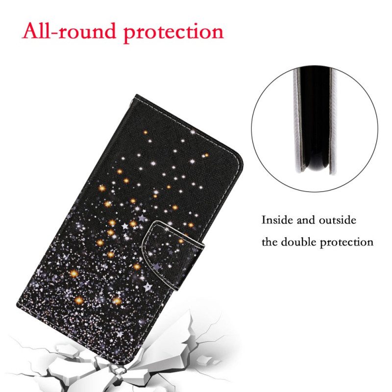 Flip Case Für Samsung Galaxy A34 5G Mit Kordel Schwarzes Riemchen