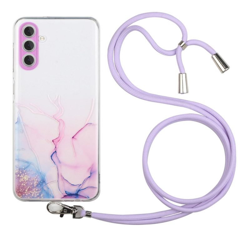 Hülle Für Samsung Galaxy A34 5G Mit Kordel Mit Marmorschnur