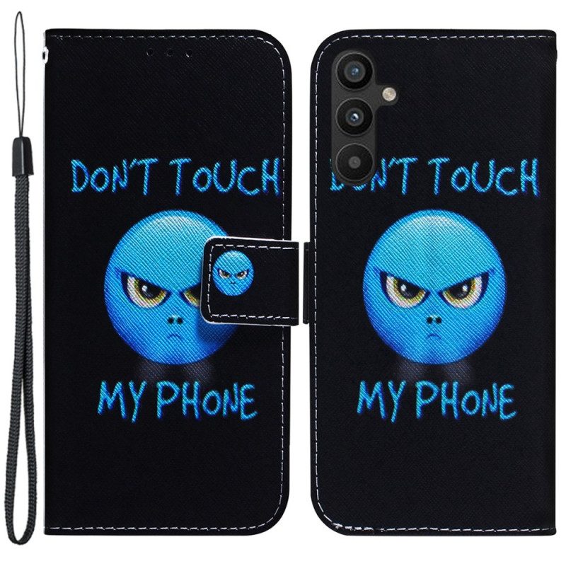 Lederhüllen Für Samsung Galaxy A34 5G Emoji: Fass Mein Telefon Nicht An