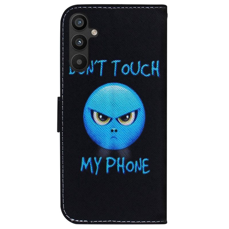 Lederhüllen Für Samsung Galaxy A34 5G Emoji: Fass Mein Telefon Nicht An