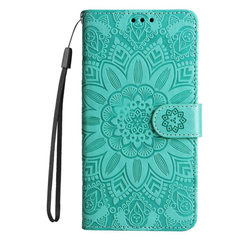 Lederhüllen Für Samsung Galaxy A34 5G Mandala-sonne Mit Schlüsselband