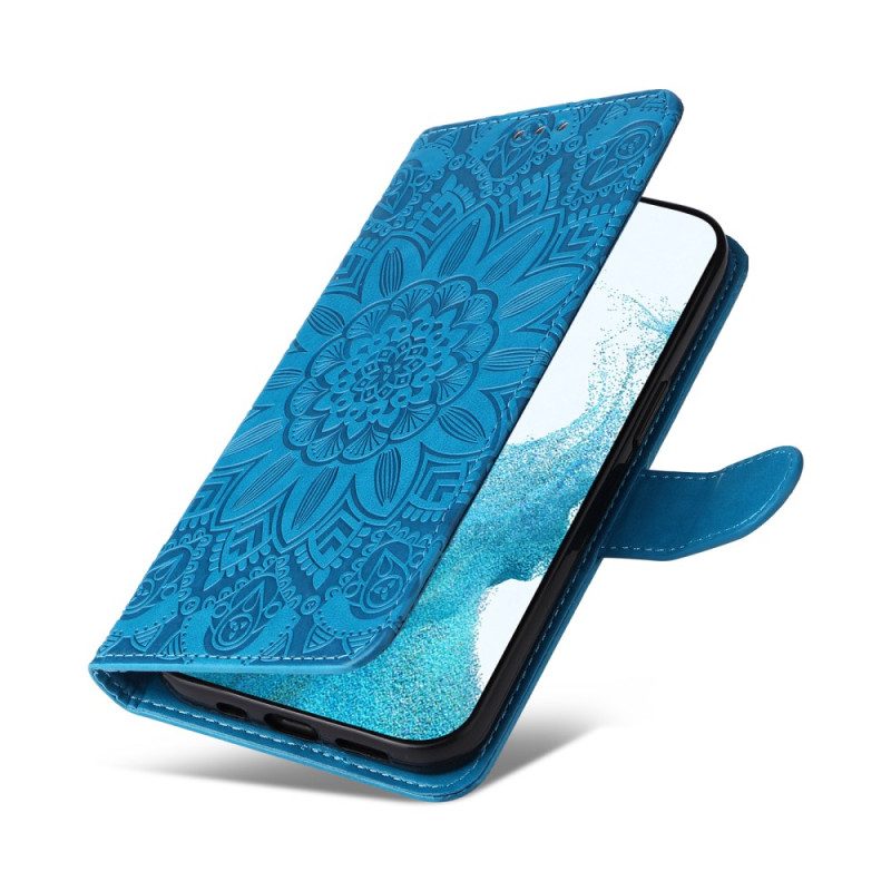 Lederhüllen Für Samsung Galaxy A34 5G Mandala-sonne Mit Schlüsselband