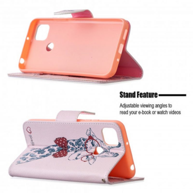 Flip Case Für Xiaomi Redmi 9C Kluge Giraffe