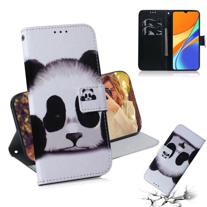 Flip Case Für Xiaomi Redmi 9C Panda-gesicht