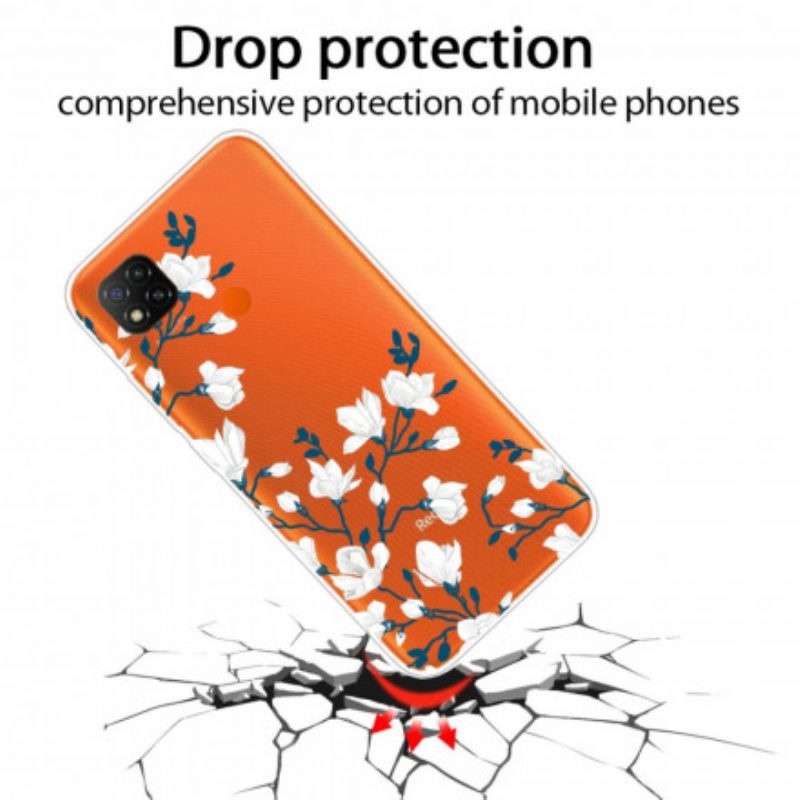 Handyhülle Für Xiaomi Redmi 9C Weiße Blumen