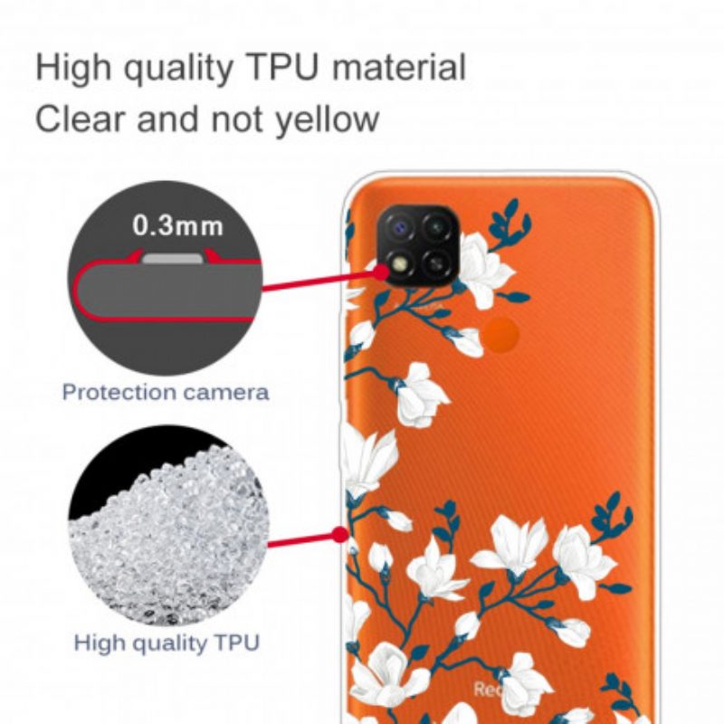 Handyhülle Für Xiaomi Redmi 9C Weiße Blumen