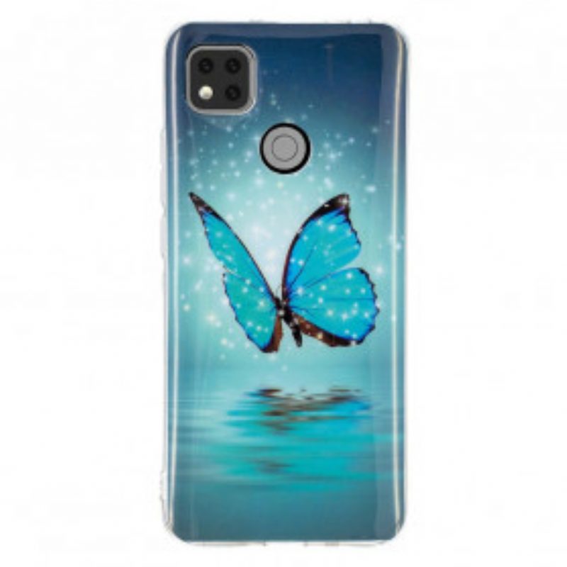 Hülle Für Xiaomi Redmi 9C Fluoreszierender Blauer Schmetterling
