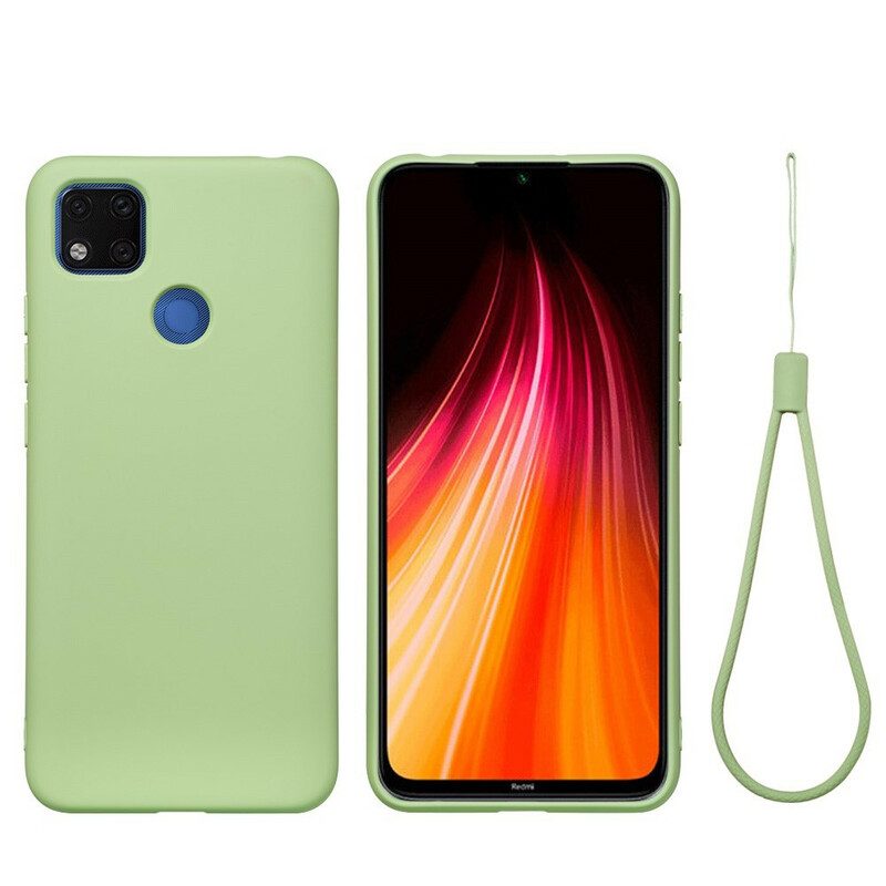 Hülle Für Xiaomi Redmi 9C Flüssiges Silikon Mit Lanyard