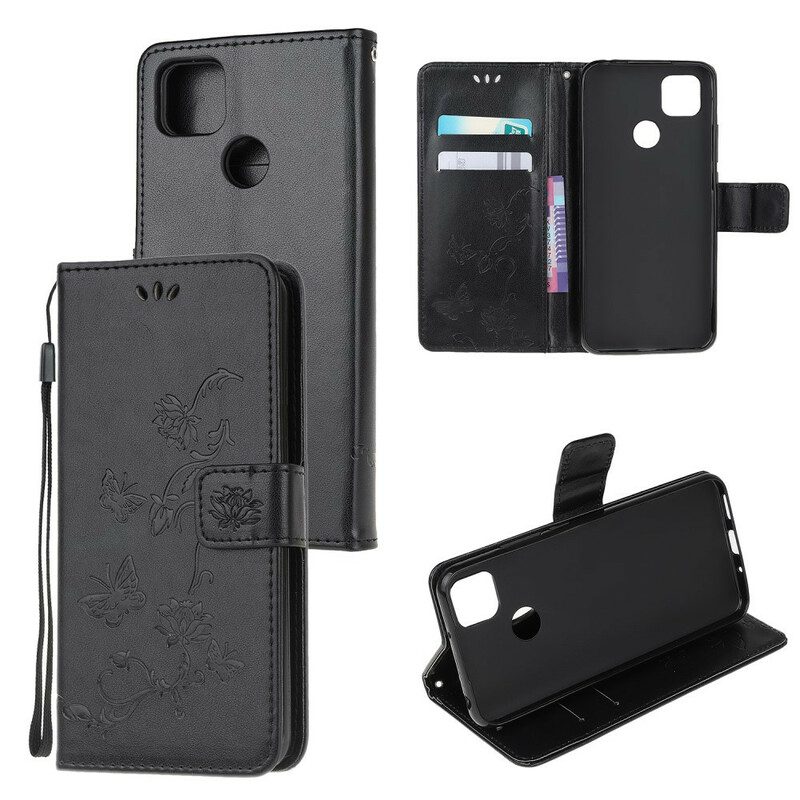 Lederhüllen Für Xiaomi Redmi 9C Asiatische Schmetterlinge Und Blumen
