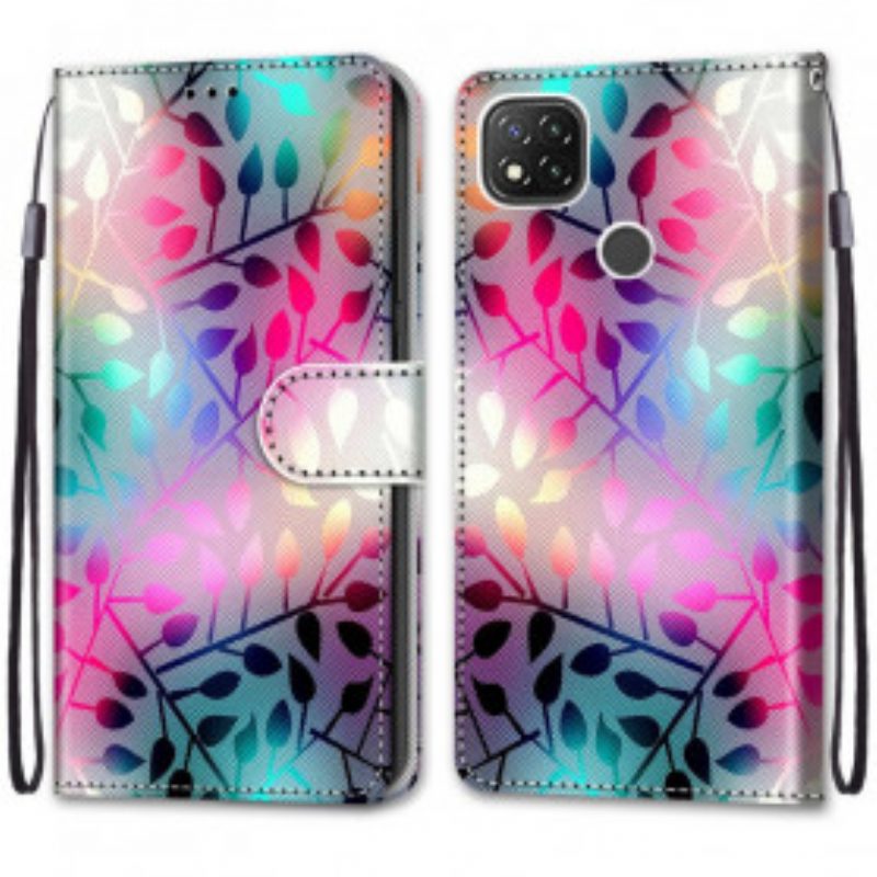 Lederhüllen Für Xiaomi Redmi 9C Farbige Blätter