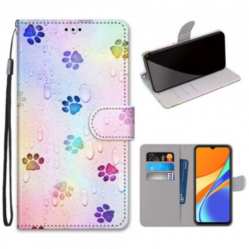 Lederhüllen Für Xiaomi Redmi 9C Katzenspuren
