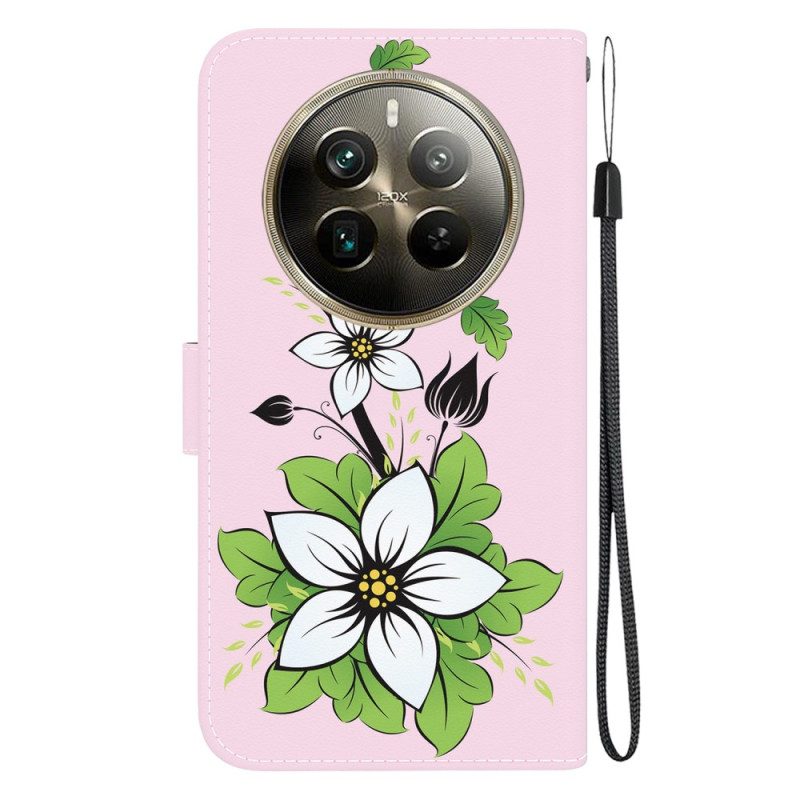 Lederhüllen Realme 12 Pro / 12 Pro Plus Handyhülle Lilie Im Riemen