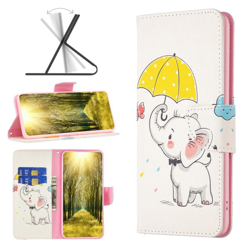 Flip Case Für Xiaomi Redmi Note 12 5G Elefant Im Regen