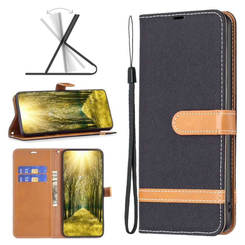 Lederhüllen Für Xiaomi Redmi Note 12 5G Mit Kordel Armband In Stoff- Und Lederoptik
