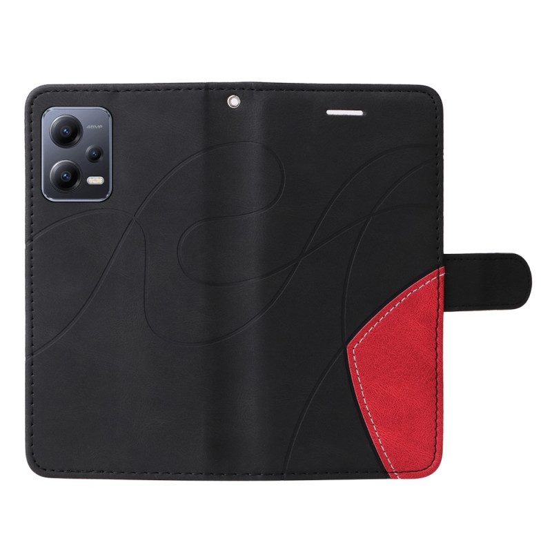 Lederhüllen Für Xiaomi Redmi Note 12 5G Mit Kordel Zweifarbiger Riemen