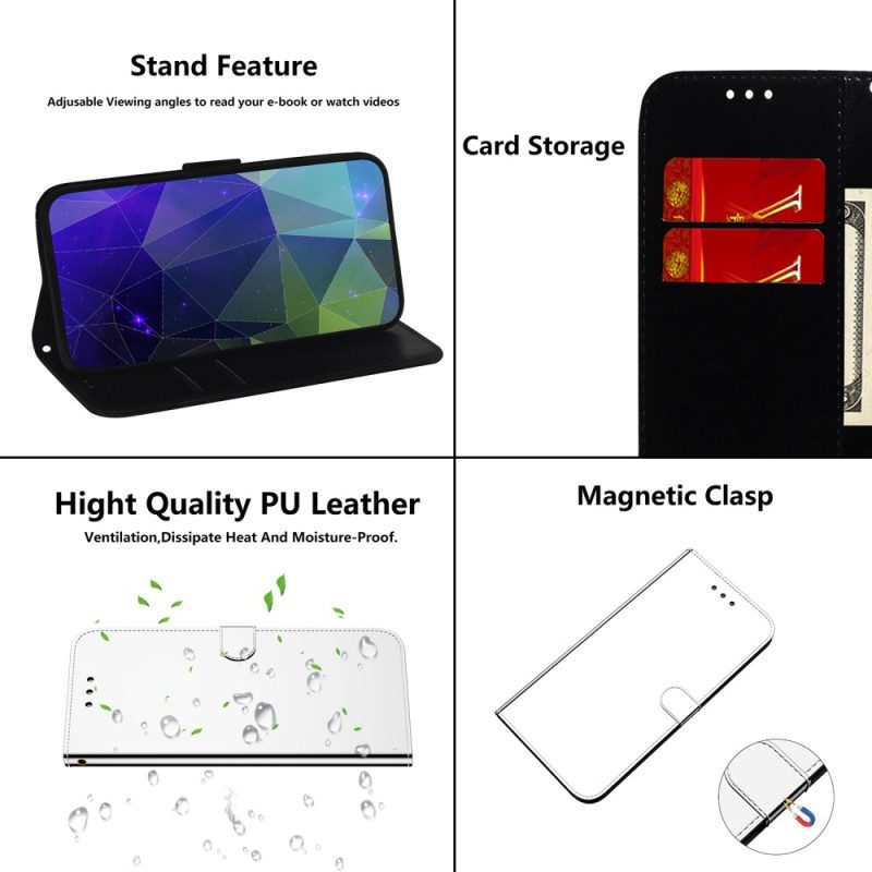 Lederhüllen Für Xiaomi Redmi Note 12 5G Spiegelimitat Aus Leder Mit Riemen