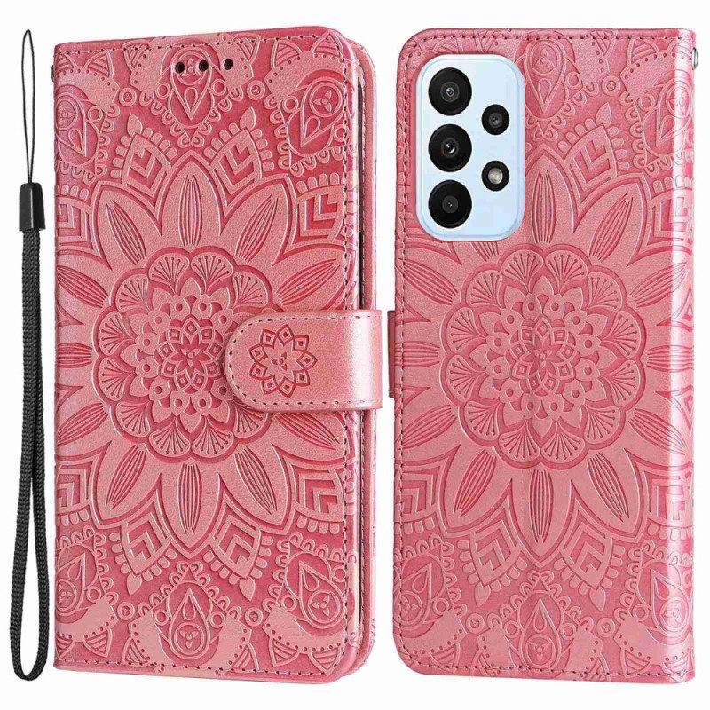 Flip Case Für Samsung Galaxy M13 Mit Kordel Riemchen-sonnenblume