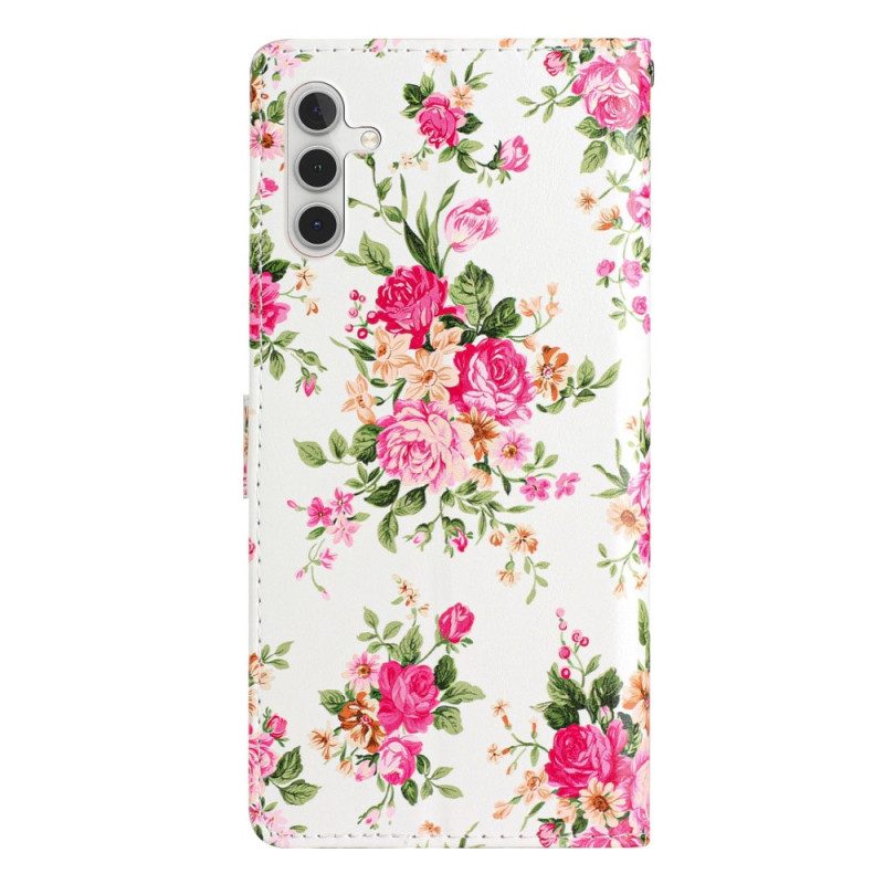Lederhüllen Für Samsung Galaxy A54 5G Mit Kordel Riemen Liberty Flowers