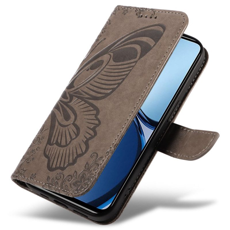 Lederhüllen Realme C63 Handyhülle Schmetterlingsmotiv