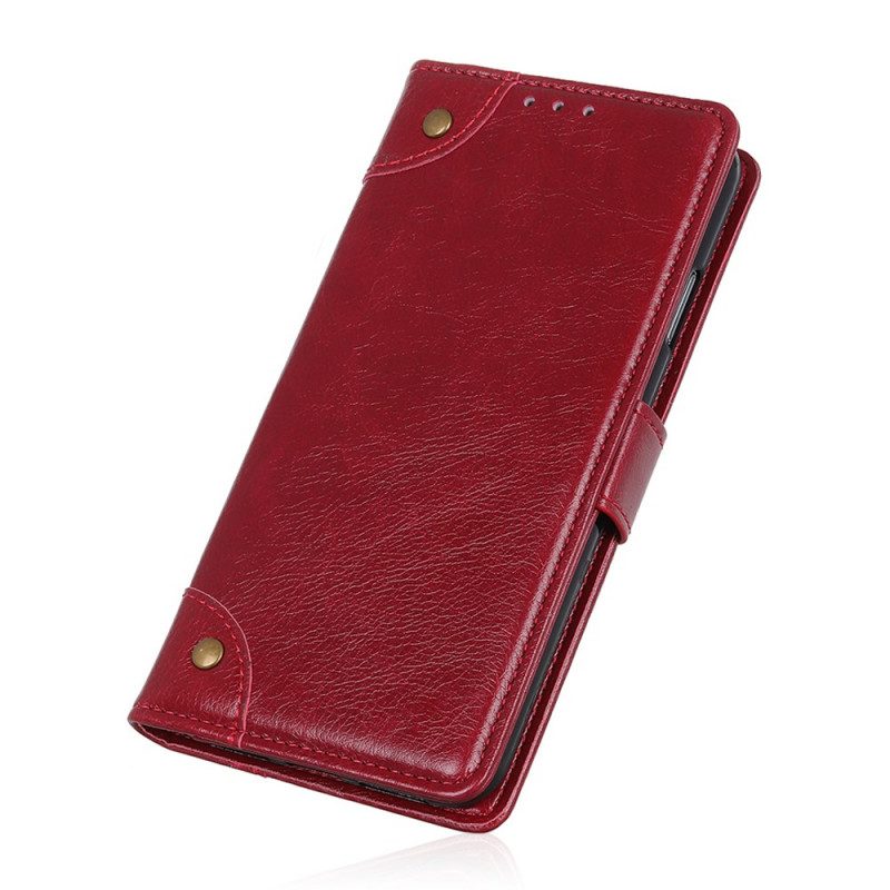 Lederhüllen Für Xiaomi Redmi Note 11 / 11S Stil: Nappaleder Mit Vintage-nieten