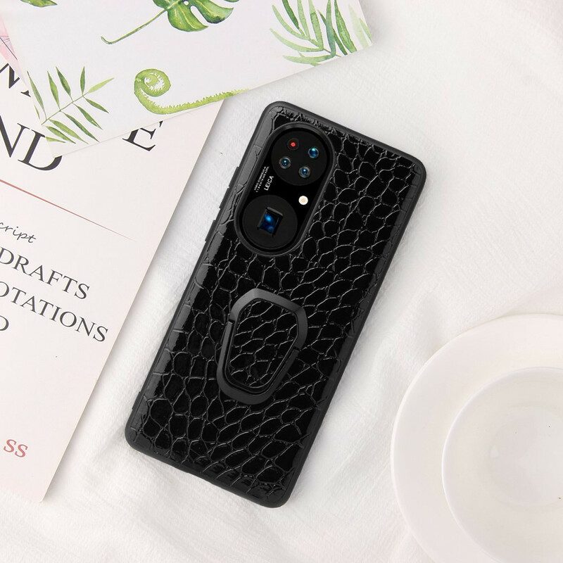 Hülle Für Huawei P50 Pro Ringhalterung Im Krokodil-stil