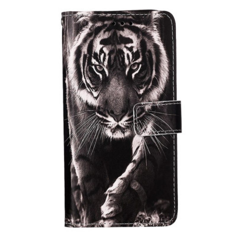 Lederhüllen Poco C61 Handyhülle Tiger Mit Riemen