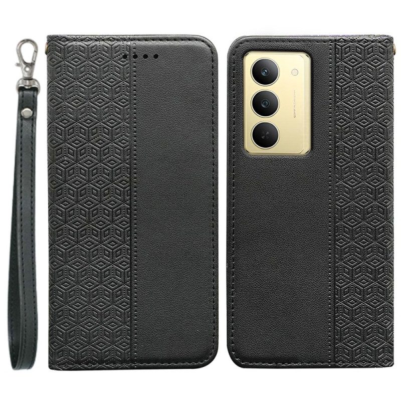 Flip Case Realme 14x 5g Karierter Riemen