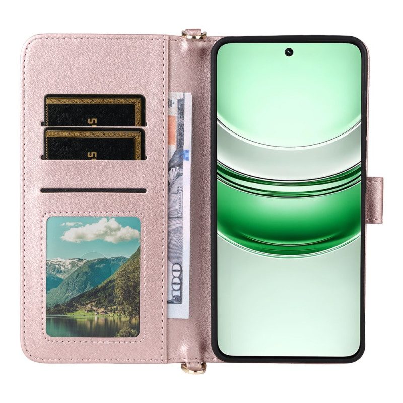 Lederhüllen Realme 14x 5g Handyhülle Gesteppt Mit Riemen Und Schulterriemen