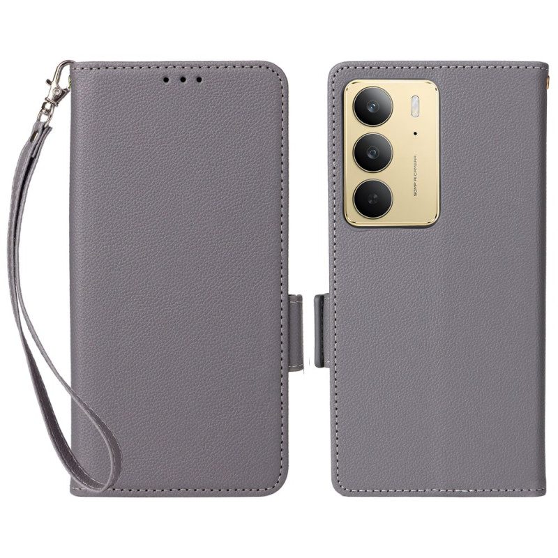 Lederhüllen Realme 14x 5g Handyhülle Litschi-kunstleder Mit Riemen