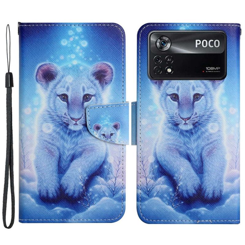 Lederhüllen Für Poco X4 Pro 5G Mit Kordel Babytiger Mit Riemen