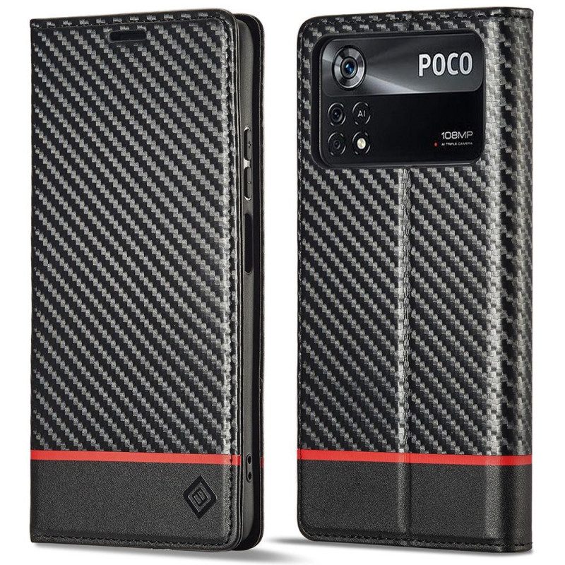 Schutzhülle Für Poco X4 Pro 5G Flip Case Kohlefaser Lc.imeeke