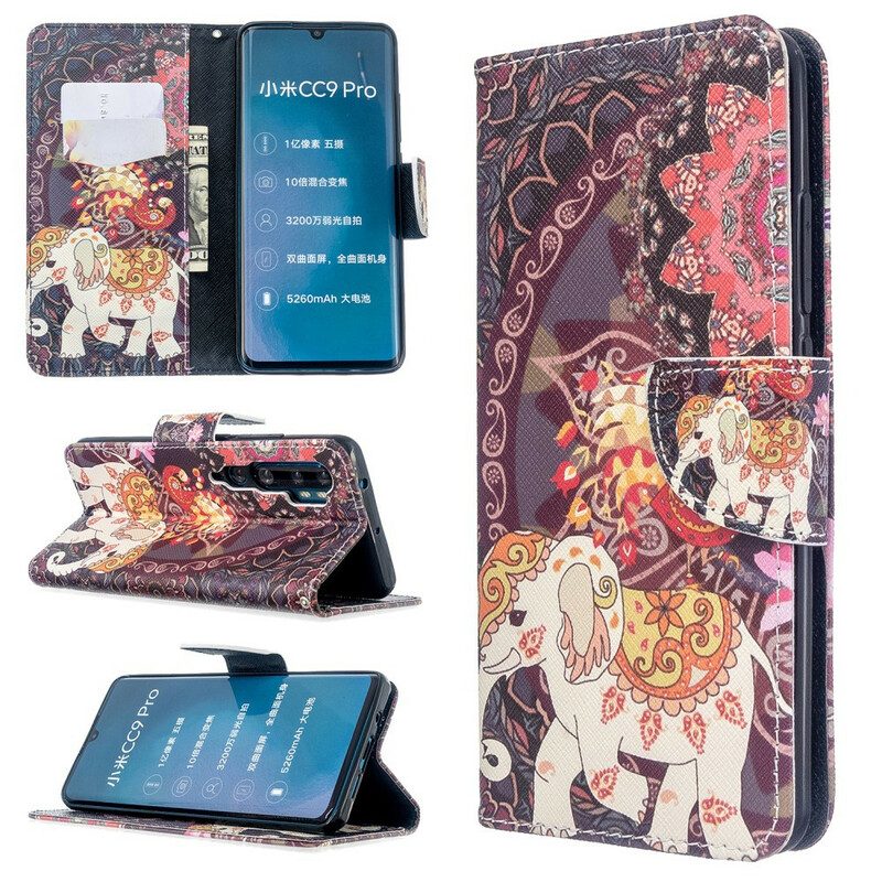 Flip Case Für Xiaomi Mi Note 10 / 10 Pro Indische Elefanten