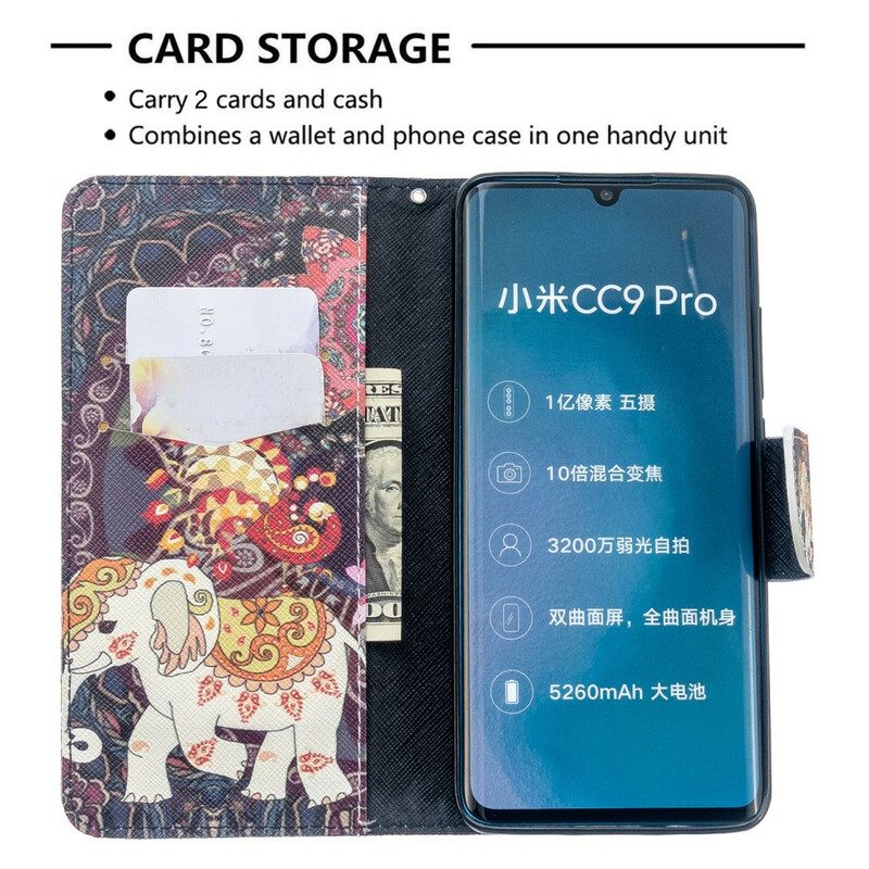 Flip Case Für Xiaomi Mi Note 10 / 10 Pro Indische Elefanten