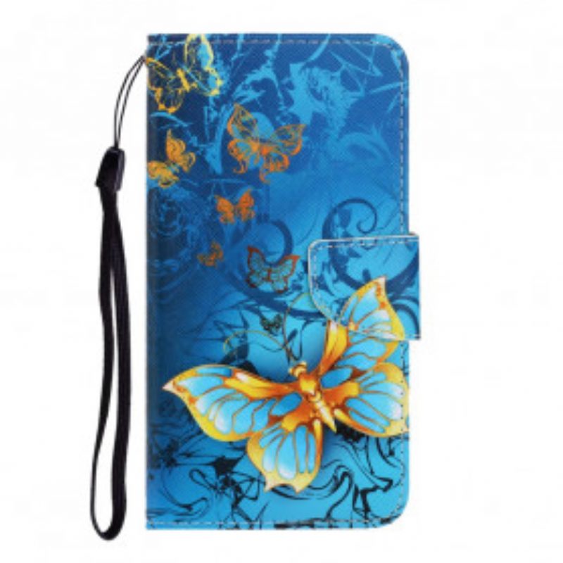Flip Case Für Xiaomi Mi Note 10 / 10 Pro Mit Kordel Variationen Von Schmetterlingsriemen