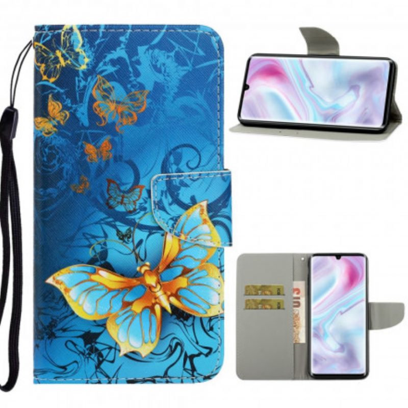 Flip Case Für Xiaomi Mi Note 10 / 10 Pro Mit Kordel Variationen Von Schmetterlingsriemen